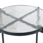 Metal X-Shaped Side End Accent Table with Textured Glass Tabletop - Gold or Black- Roche River Decor