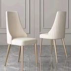 Dining Chair with PU Leather White strong metal legs for Living Room Dining Room Reception Room (Set of 2)