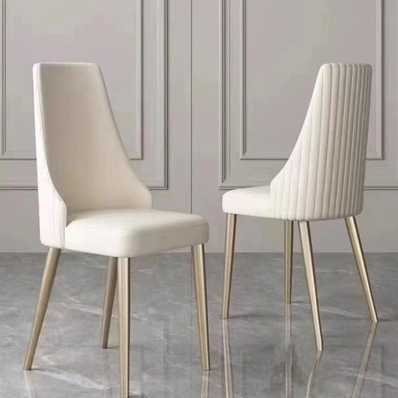 Dining Chair with PU Leather White strong metal legs for Living Room Dining Room Reception Room (Set of 2)