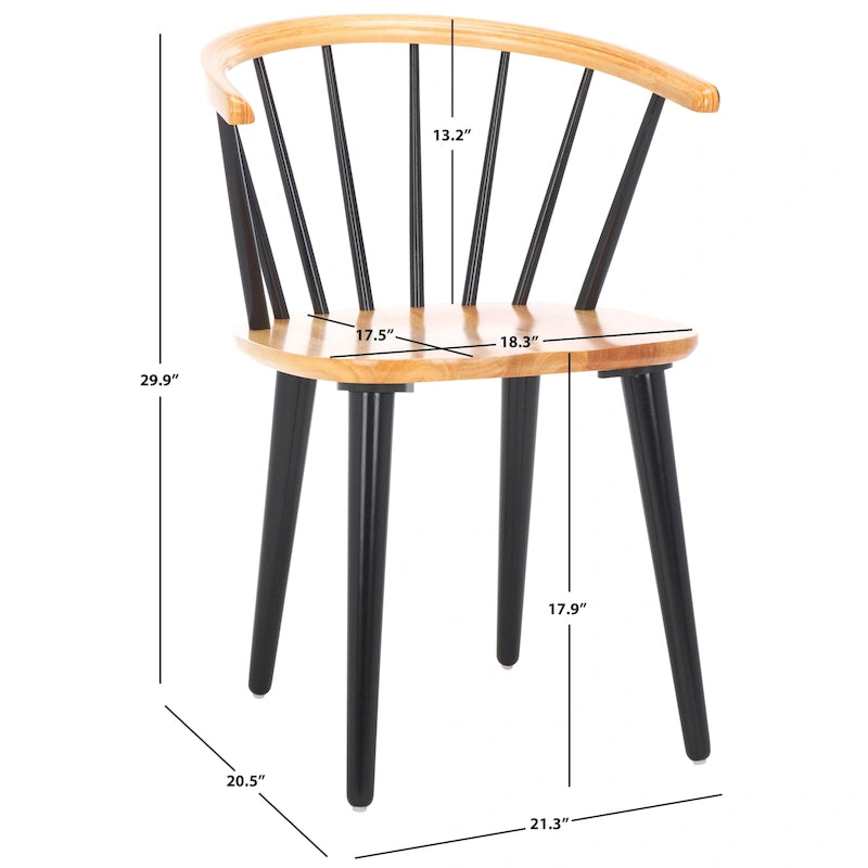 SAFAVIEH Home Blanchard 18-inch Curved Spindle Side Chair [SET of 2] - 21 W x 21 D x 30 H
