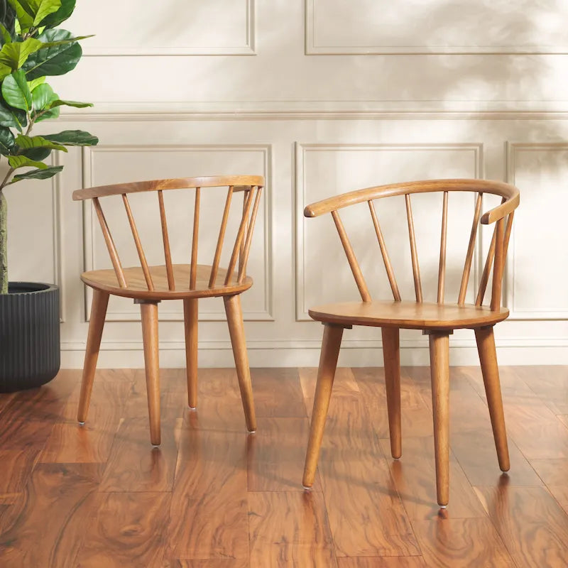 SAFAVIEH Home Blanchard 18-inch Curved Spindle Side Chair [SET of 2] - 21 W x 21 D x 30 H