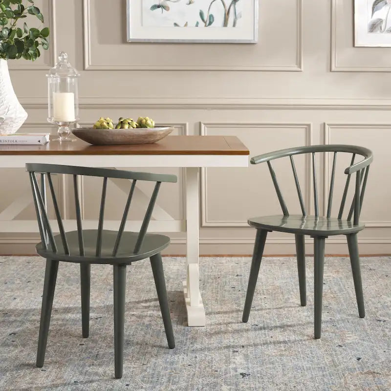 SAFAVIEH Home Blanchard 18-inch Curved Spindle Side Chair [SET of 2] - 21 W x 21 D x 30 H