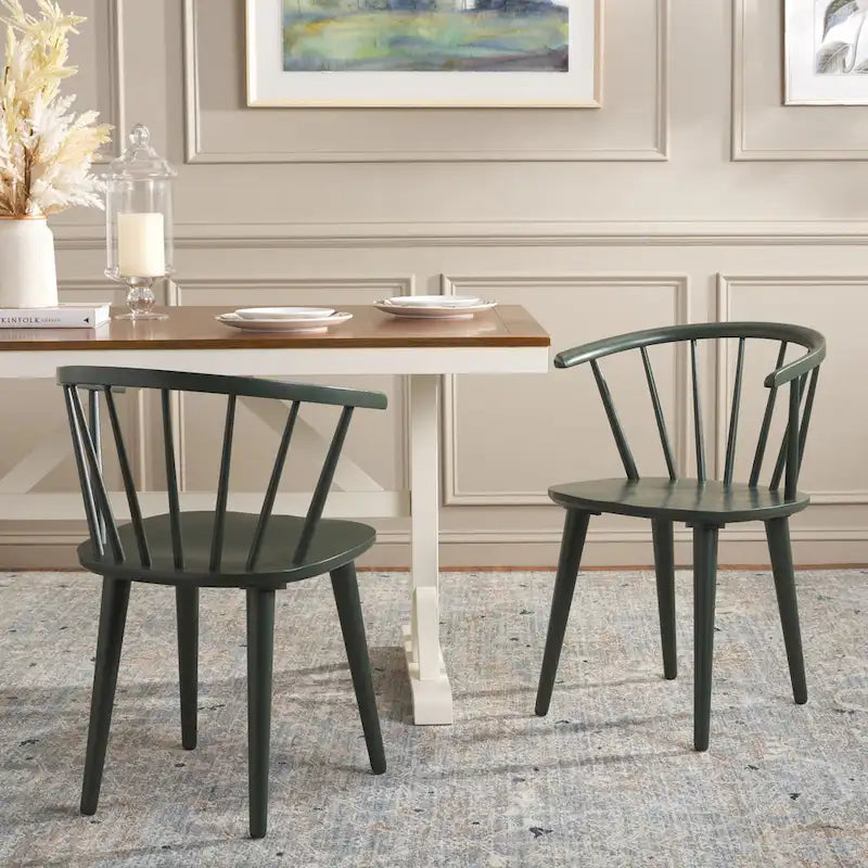 SAFAVIEH Home Blanchard 18-inch Curved Spindle Side Chair [SET of 2] - 21 W x 21 D x 30 H