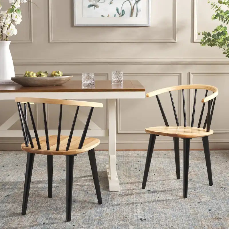 SAFAVIEH Home Blanchard 18-inch Curved Spindle Side Chair [SET of 2] - 21 W x 21 D x 30 H