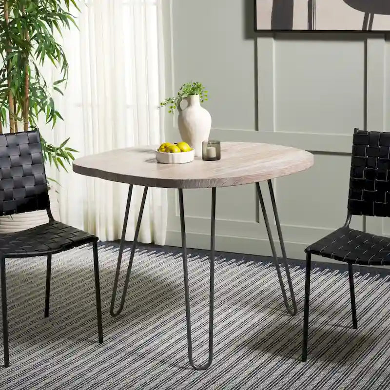 SAFAVIEH Lozka Wood Top Grey / White Wash Dining Table - 39.4  x 35.4  x 29.9  - 39Wx35Dx30H