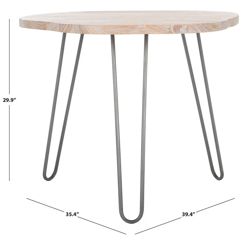 SAFAVIEH Lozka Wood Top Grey / White Wash Dining Table - 39.4  x 35.4  x 29.9  - 39Wx35Dx30H