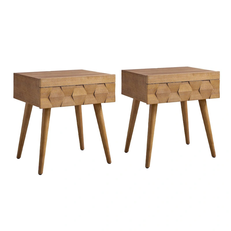 Julian Mid-century Modern End Table with Charging Station Set of 2 by HULALA HOME
