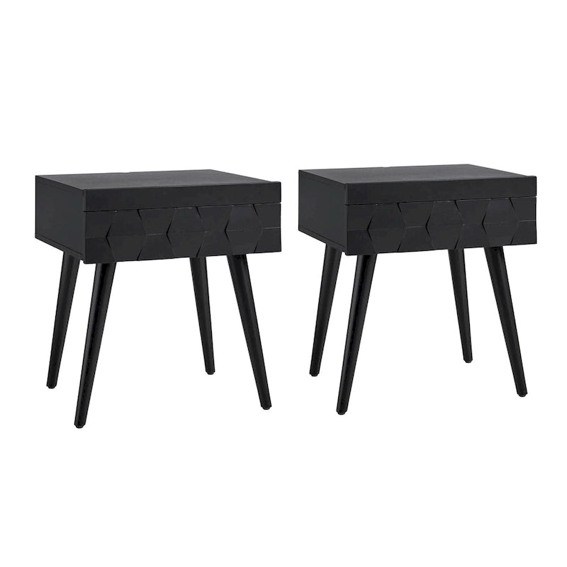 Julian Mid-century Modern End Table with Charging Station Set of 2 by HULALA HOME