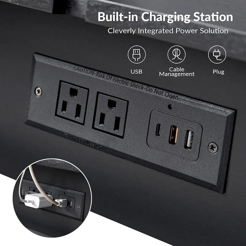 Julian Mid-century Modern End Table with Charging Station Set of 2 by HULALA HOME