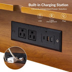 Julian Mid-century Modern End Table with Charging Station Set of 2 by HULALA HOME