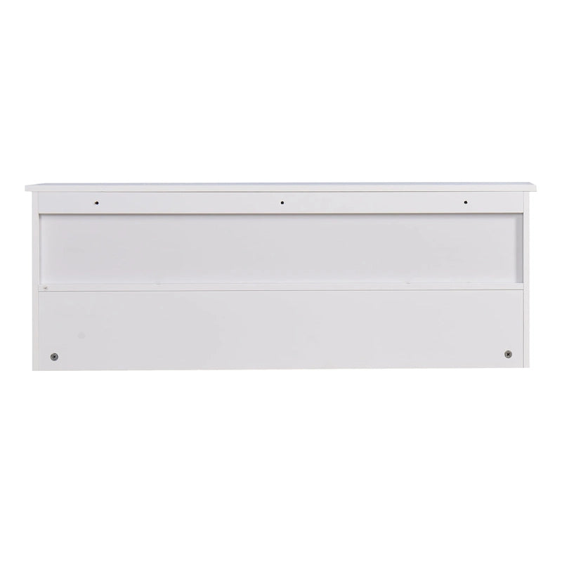 White Entryway Wall Mounted Coat Rack with 4 Dual Hooks Living Room Wooden Storage Shelf