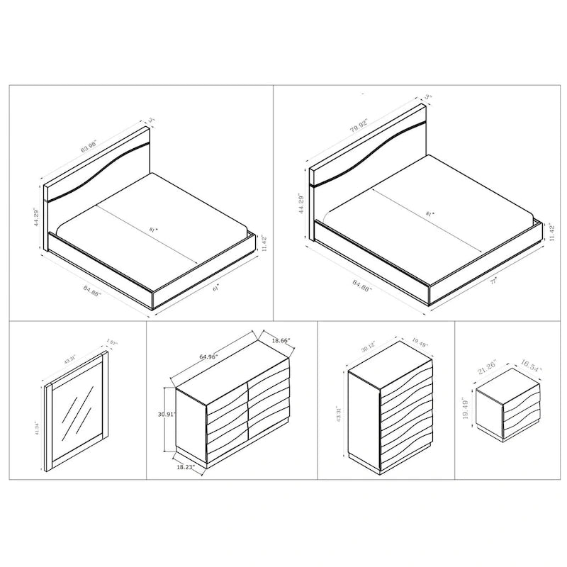 Somette 4-piece Devlin Grey Glossy King-size Bedroom Set